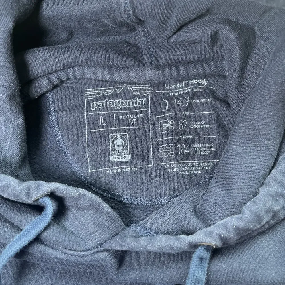 Patagonia Hoodie Women’s Large Pullover Navy Blue P-6 Logo Uprisal Sweatshirt - Picture 6 of 7